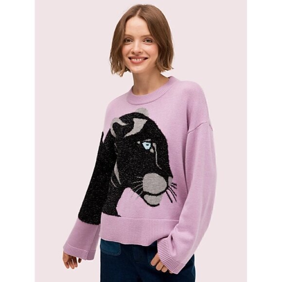 NWT Kate Spade Wool Panther Sweater in Lilac Purple XS - Picture 1 of 5